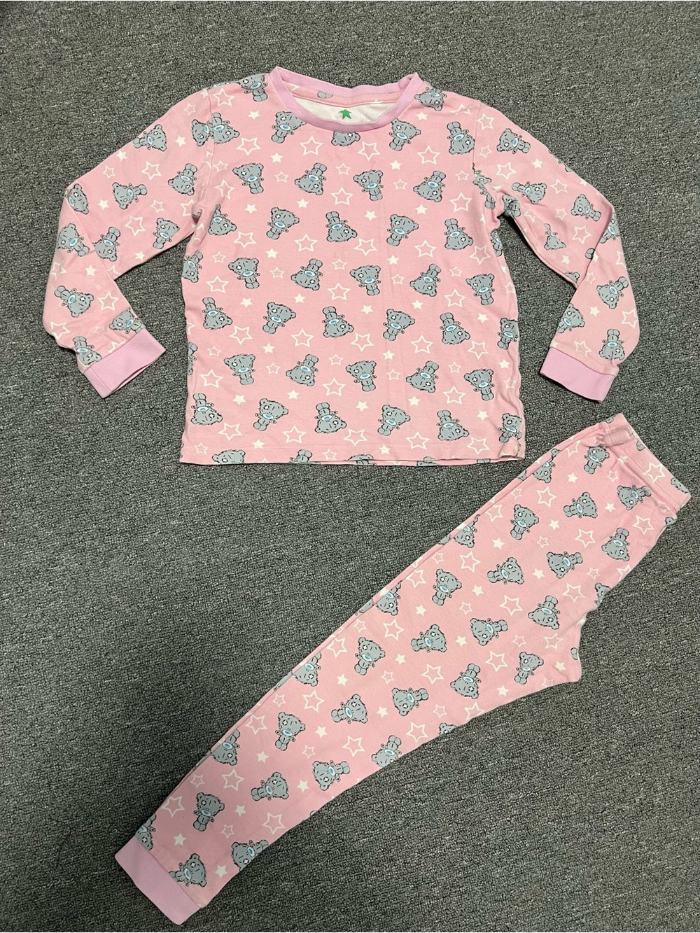 John Lewis Girls Pink Bear & Star Long-Sleeve Pajama Set 7T